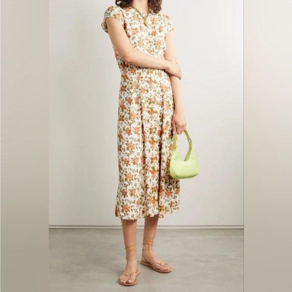 Reformation Fauna Floral-print Crepe Midi Dress In White Size 8 $228 - Picture 3 of 9